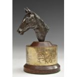 English School (20th century), a dark patinated equestrian desk bronze, Head of a Horse,