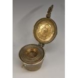 A 19th century apothecary's patinated bronze pestle and mortar, of archaic form, lug handles,