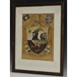 A German Baronial Revival parchment armorial, with the municipal coat of arms of Ziegenhain,
