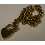 A 9ct gold belcher link bracelet, padlock clasp,