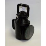 A vintage colliery/railway lantern, with rotating multi coloured lenses, black painted body,