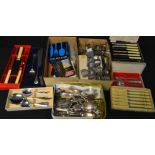 Metalware - assorted EPNS and other base metal flatware, napkin rings,