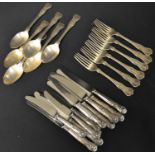 A set of six silver King's pattern table spoons, six silver forks, Sheffield, 1896, approx.