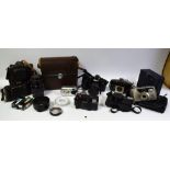 Cameras and Photography - a Zenit SLR EN camera with Helios, 44m lens,
