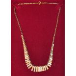 A 9ct gold three colour fringe necklace,7.