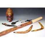 Tribal Interest - a digeridoo, boomerangs, Fiji art, South African mask,