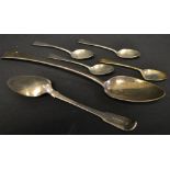 A George III silver serving spoon, London 1803; other 19th century silver spoons,