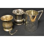 A Victorian Aesthetic Movement silver cup, London 1880; a toasting cup,