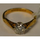 A diamond solitaire ring, round brilliant cut diamond approx 0.