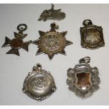 Fobs - a Derby Mercury silver cycling fob; others similar,