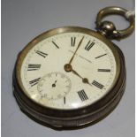 A Samuel Edgcumbe silver pocket watch, Roman numerals, minute track, subsidiary seconds dial,