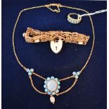 A 9ct gold Belle Epoque style pendant necklace,