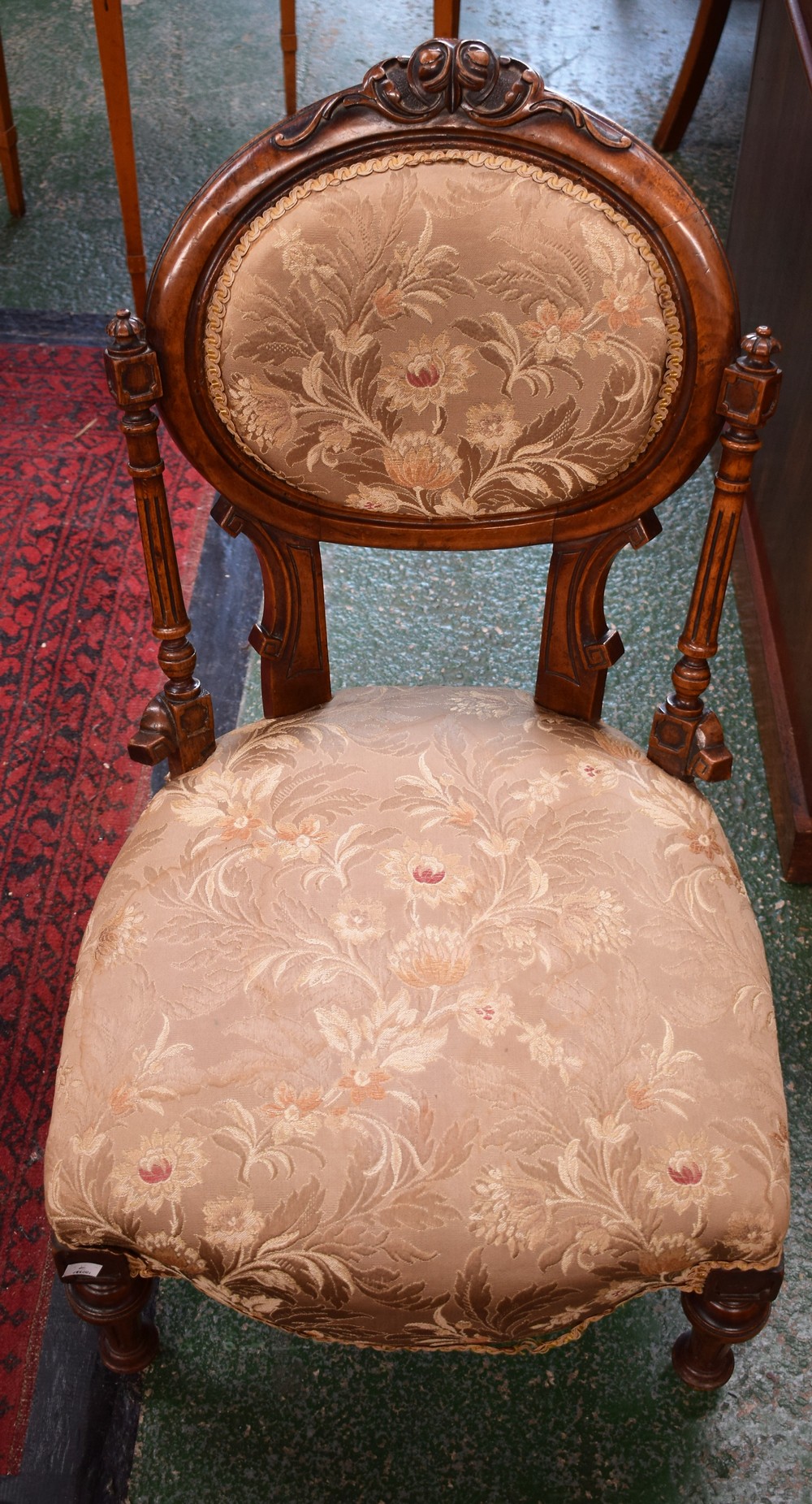 A 19th century mahogany salon side chair, of low proportions,