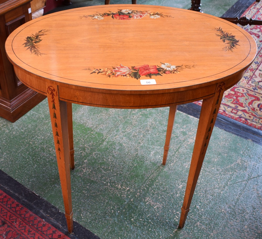 A Sheraton Revival satinwood occasional table,