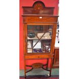 An Edwardian mahogany and marquetry display cabinet,