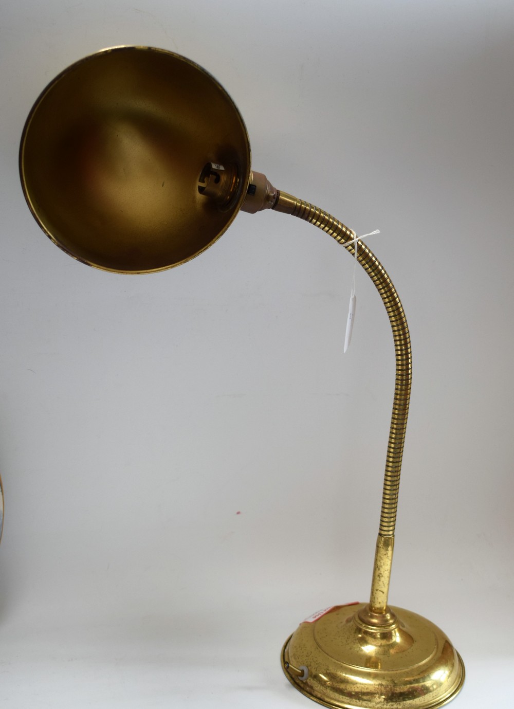 A 20th century adjustable brass desk lamp