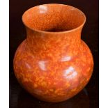 A Pilkington Royal Lancastrian mottled orange ovoid vase, 14cm high, impressed mark,