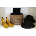 A Hanbidge Norfolk House Black Silk Top Hat, (size 7 3/4 x 6in); a Falcon Make bowler hat,