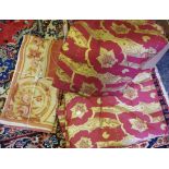 Textiles - Laura Ashley Venetian Gold and Claret curtains, 2.20m drop x 2.