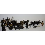 A collection of cold painted bronze novelty animals,