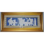 A Victorian Adams jasperware relief plaque, framed c.