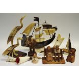 Boxes and Objects - a horn sailing boat,