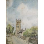 Norman Gurney Youlgrave Church watercolour, framed,