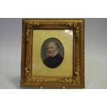 A 19th century miniature, of a gentleman, half length, oval, over painted,