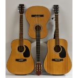 Two 'Encore' six string acoustic guitars, model No. W250, and model No.