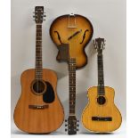 An Encore W255 model acoustic guitar, length of soundboard 50.5cm, total length 103.