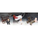 Dolls and Dolls Prams - a composite boy doll, painted blue eyes and features, moulded hair,