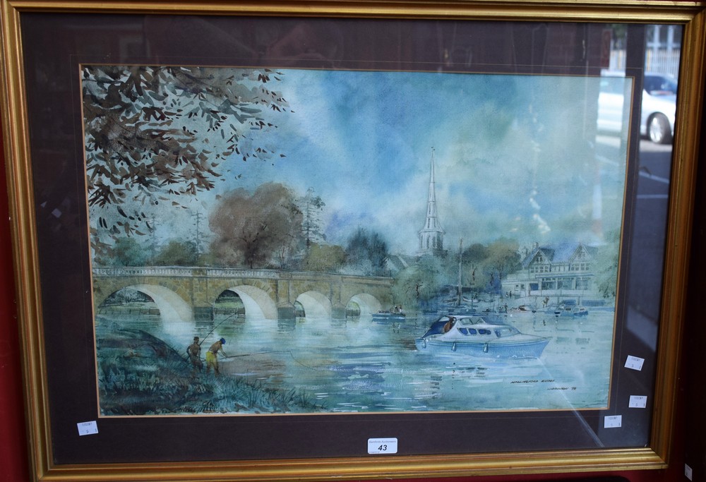 **Willowson Wallingford Bridge signed, dated 79, watercolour,