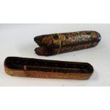 A Persian papier mache rounded rectangular qalamdan pen box,