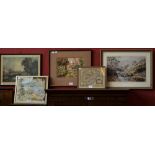 Pictures and Prints - a map, Rutlandshire, by Robert Morden; a Rex Preston print; another print,
