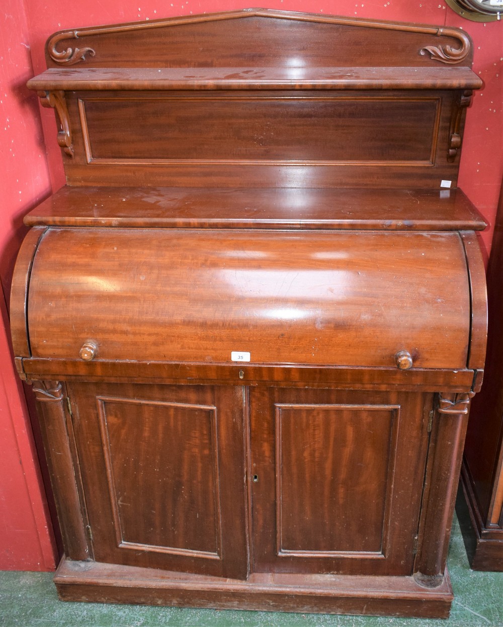 A Victorian cylinder bureau/chiffonier,