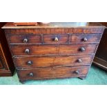 A 19th century mahogany chest of three short over three long graduated cockbeaded drawers,