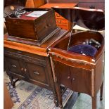 An early 20th century Itonia mahogany cased shield shaped floor standing gramophone;