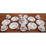 A Royal Albert Lavender Rose pattern part tea set, comprising cups, saucers, tea plates,