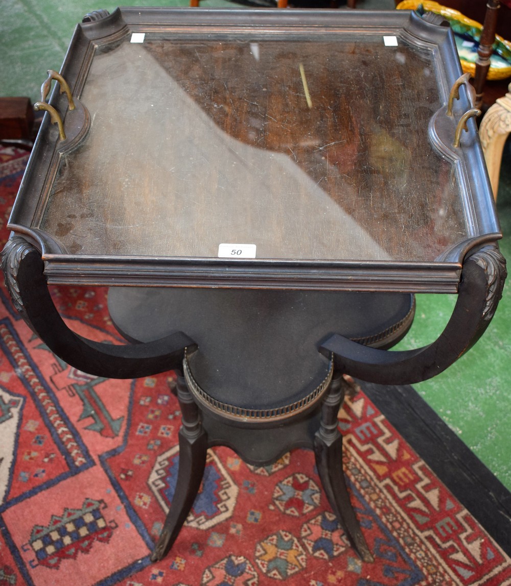 A Louis XVI style ebonised occasional table,