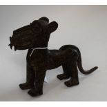 A Benin bronze, of a leopard, 21cm long,