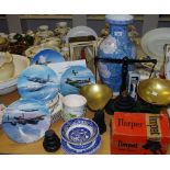 Ceramics and kitchenalia - Reach for the Sky collector's plates; blue and white;