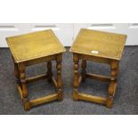 A pair of pollarded oak joint stools.
