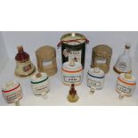 Bells Old Scotch Whisky Christmas 1991 & 1996 bells, full; Wade barrel decanters; etc.