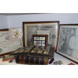 Boxes and objects - Scottish Free Masonry certificates; early 20th cigarette cards;
