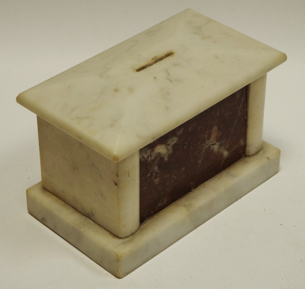 An unusual 19th century marble money box, c.