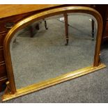 A gilt framed overmantel mirror,