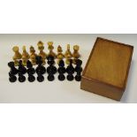 A boxwood and ebonised Staunton pattern chess set