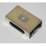 Harrods Ltd - a George V silver engine turned matchbox sleeve, Richard Woodman Burbridge,