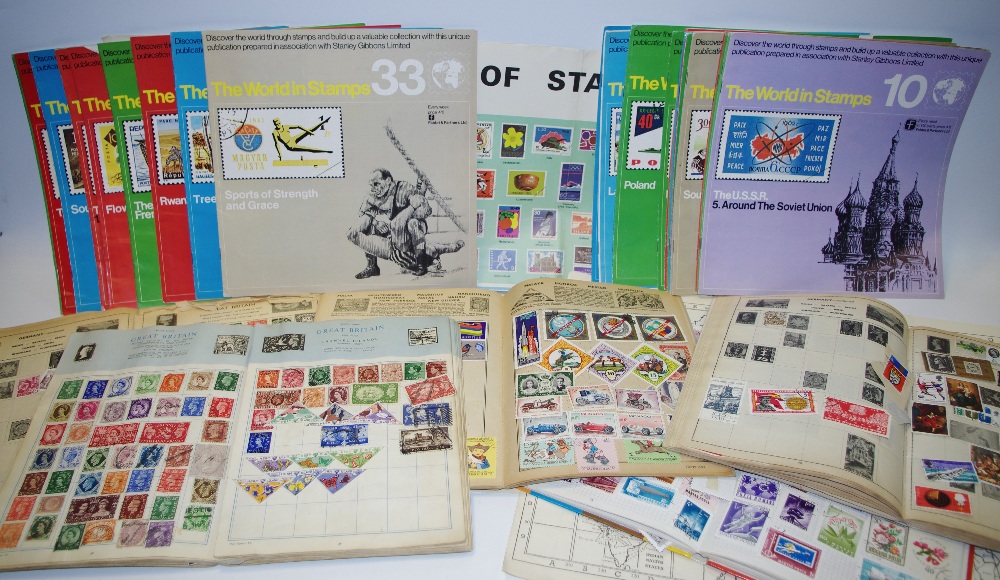 Stamps - school boy collections in albums,