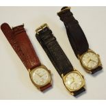 Three 9ct gold Bentima Star gentleman's wristwatches,